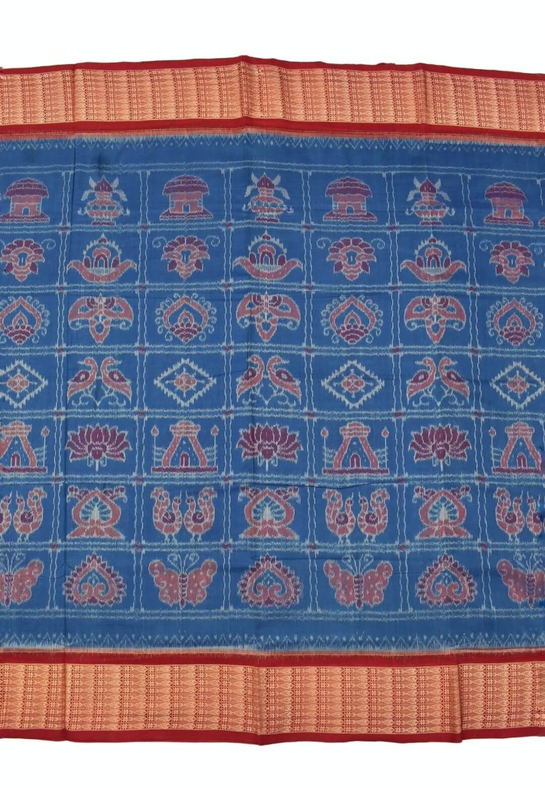 Sky Colour Nabakothi Design Sambalpuri Handloom Bandha Cotton Saree