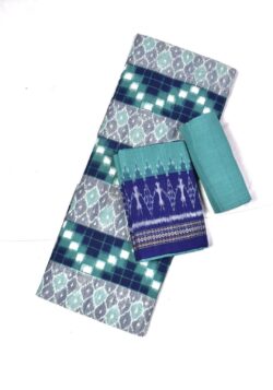 Rama Green-Blue Combination Sambalpuri Handloom Cotton Dress Material