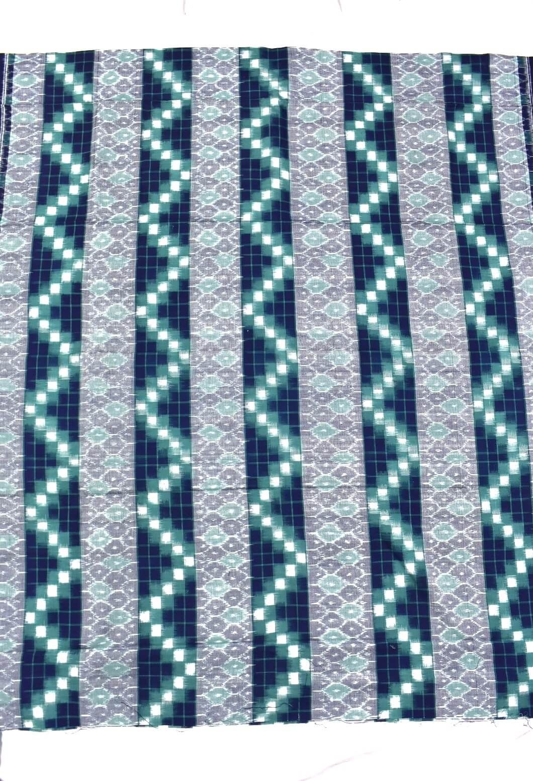 Rama Green-Blue Combination Sambalpuri Handloom Cotton Dress Material - Image 4