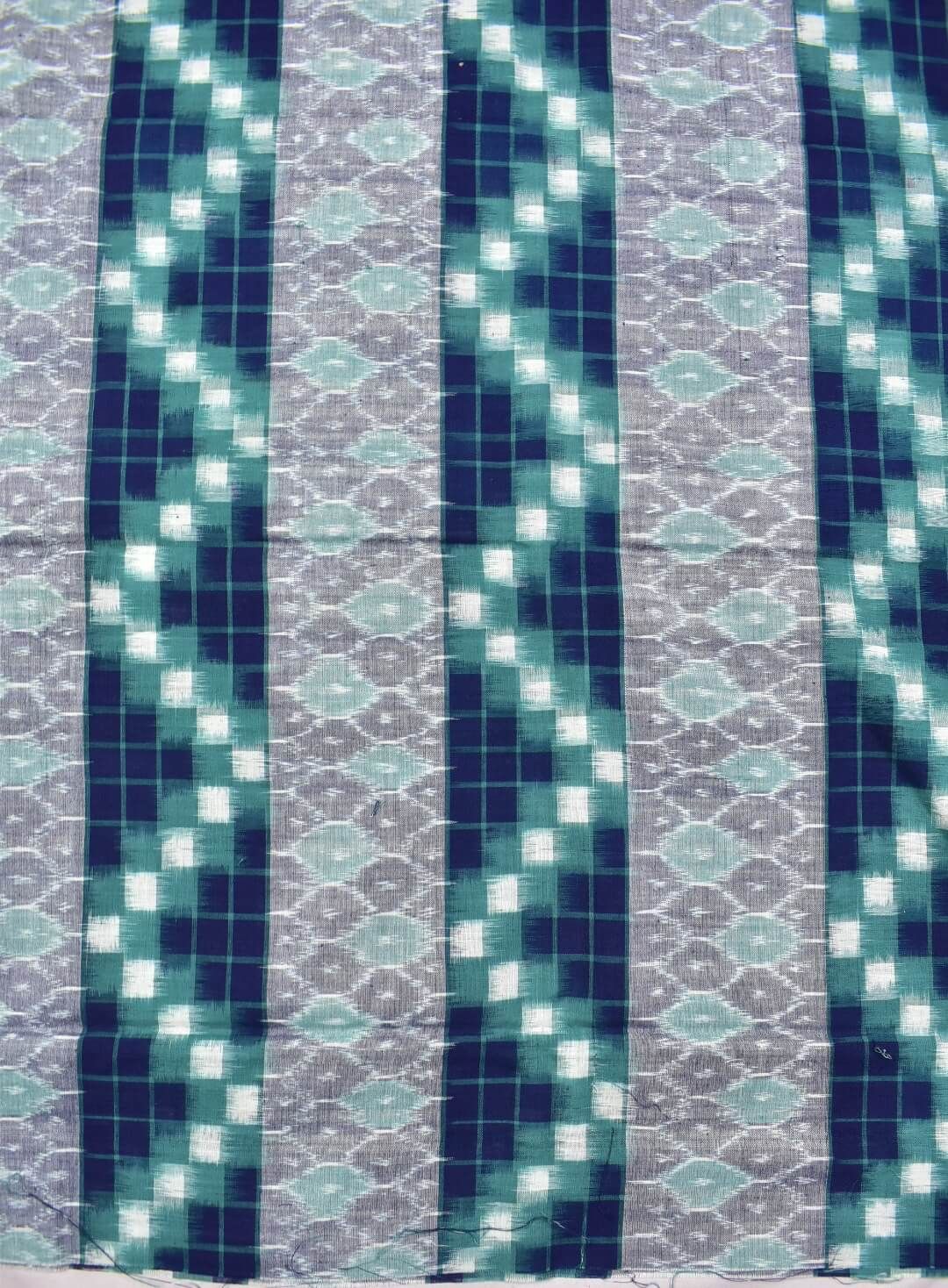 Rama Green-Blue Combination Sambalpuri Handloom Cotton Dress Material - Image 5