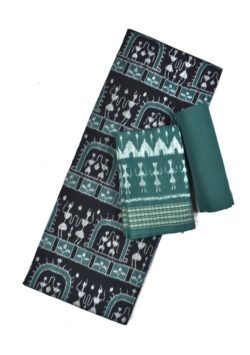 Black-Green Tribal Design Sambalpuri Handloom Cotton Dress Material