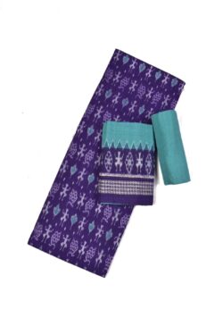 Violet Colour Tribal Design Sambalpuri Handloom Cotton Dress Material