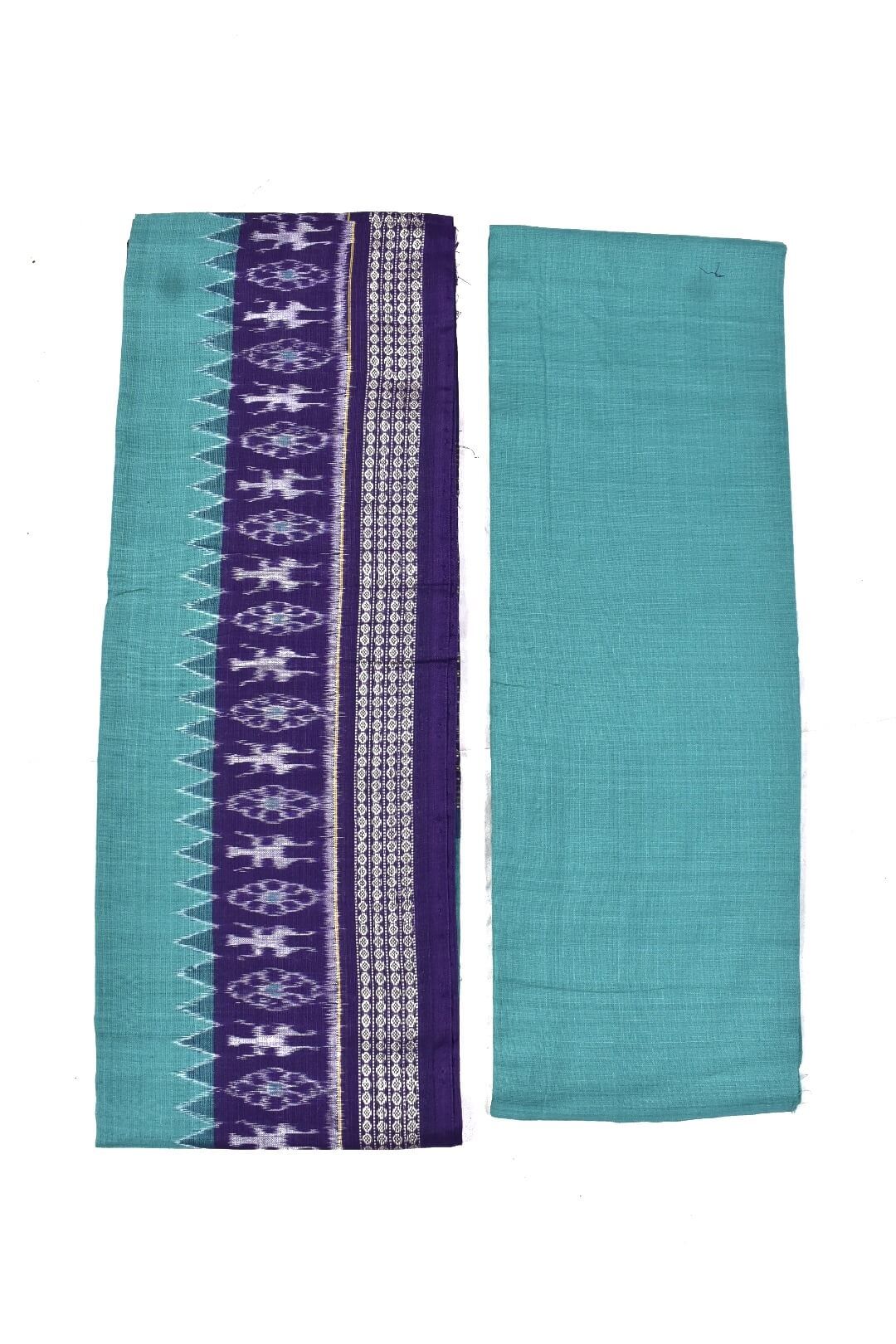 Violet Colour Tribal Design Sambalpuri Handloom Cotton Dress Material - Image 2