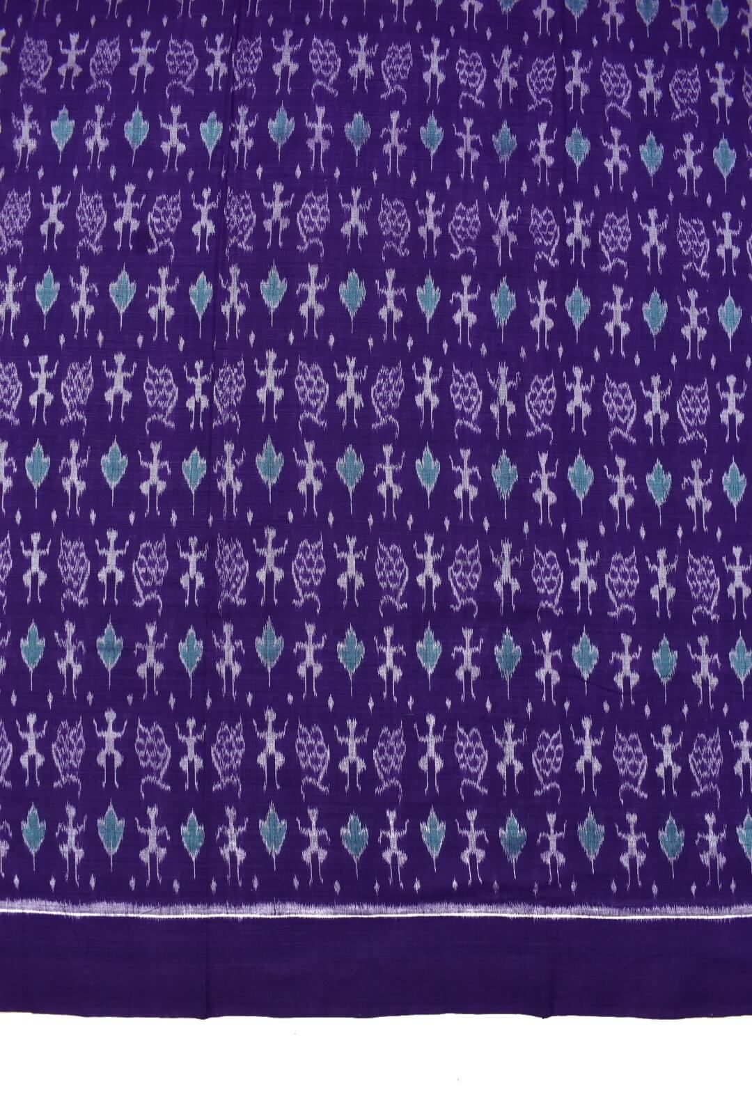 Violet Colour Tribal Design Sambalpuri Handloom Cotton Dress Material - Image 5