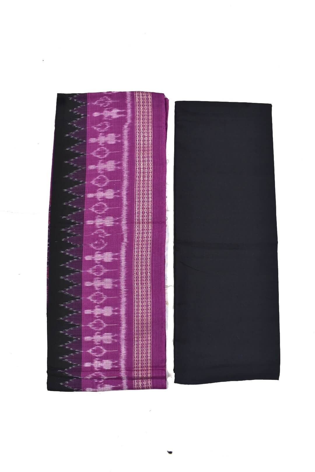 Purple Colour Pasapali Design Sambalpuri Handloom Cotton Dress Material - Image 2