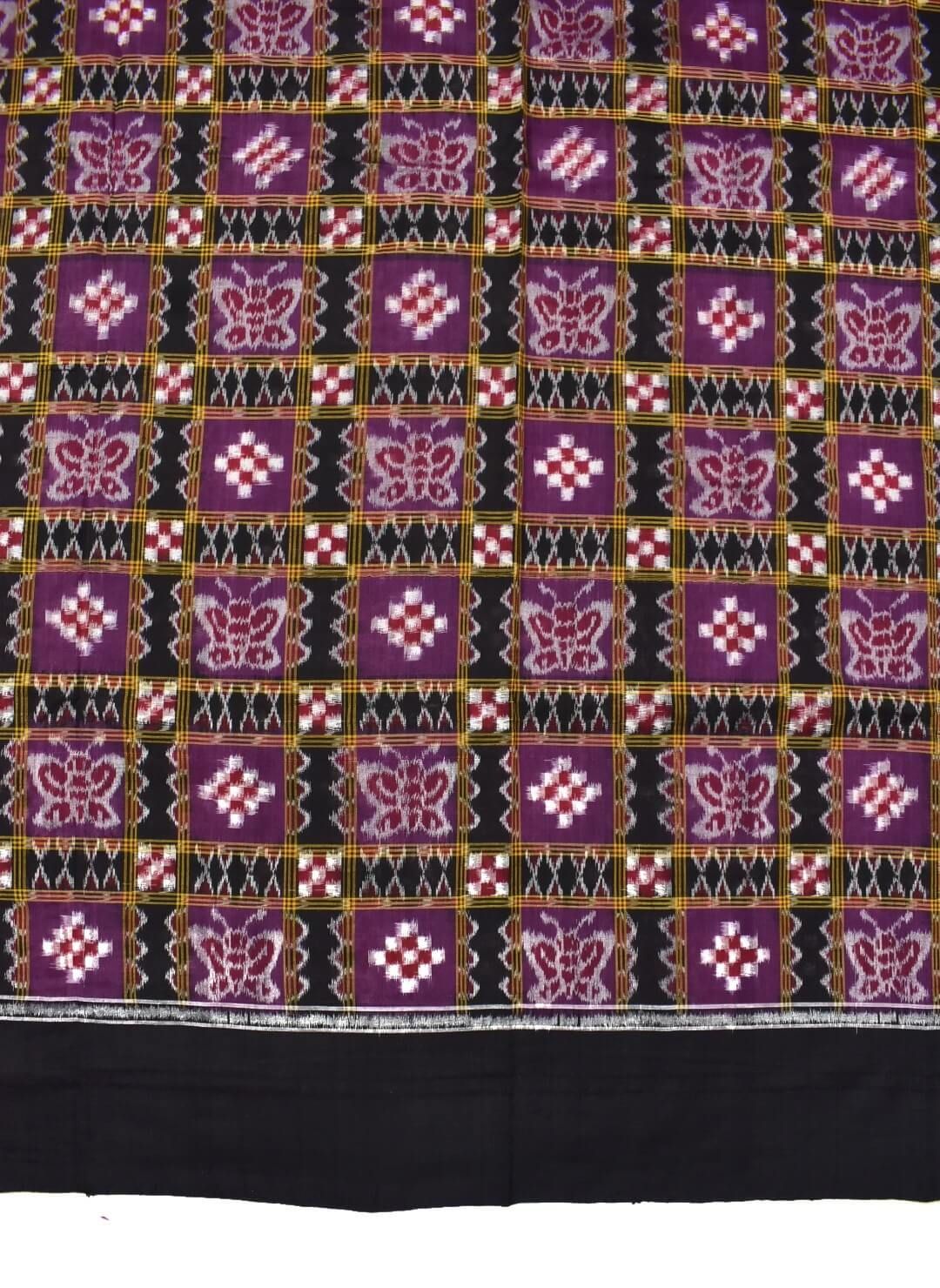 Purple Colour Pasapali Design Sambalpuri Handloom Cotton Dress Material - Image 5