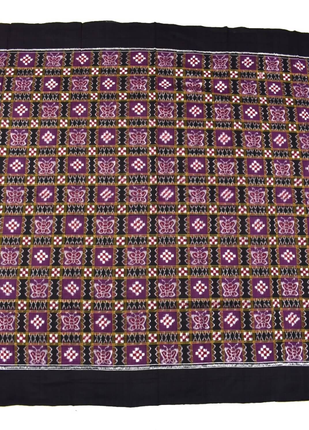 Purple Colour Pasapali Design Sambalpuri Handloom Cotton Dress Material - Image 4
