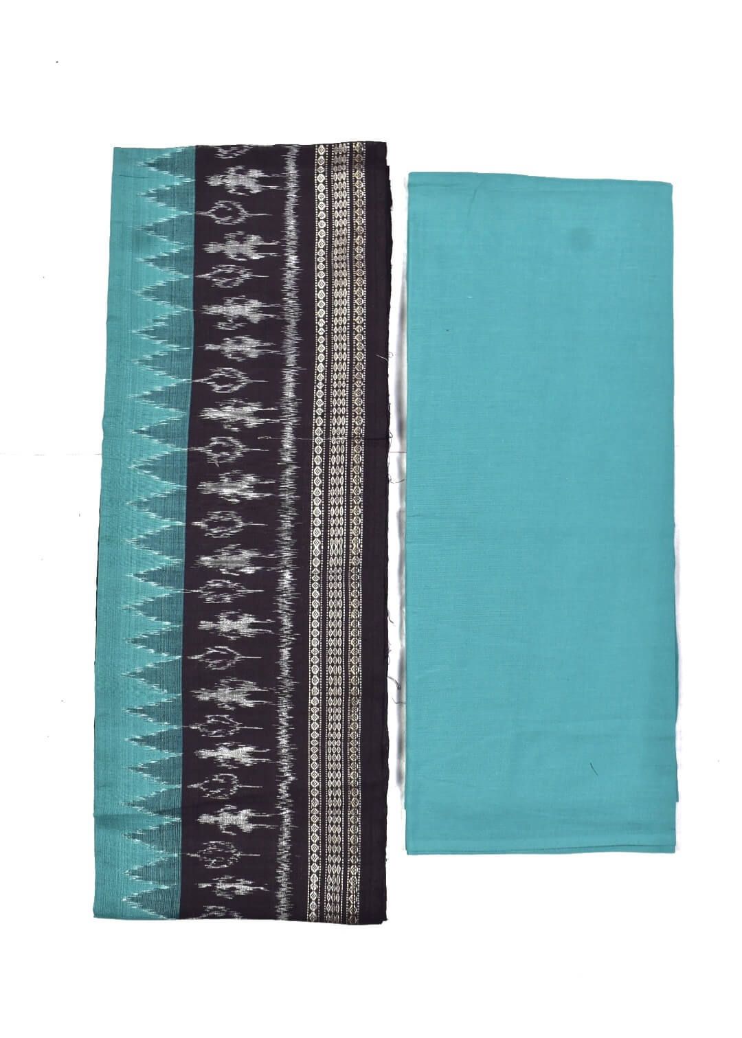 Coffe Colour Sambalpuri Handloom Cotton Dress Material - Image 2