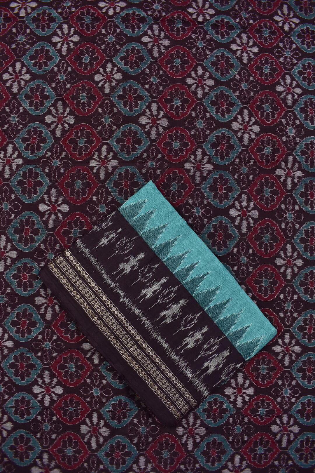 Coffe Colour Sambalpuri Handloom Cotton Dress Material - Image 3