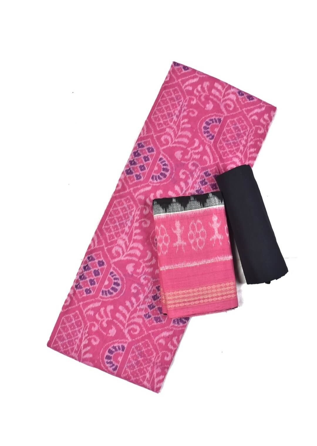 Pink Colour Sambalpuri Handloom Cotton Dress Material