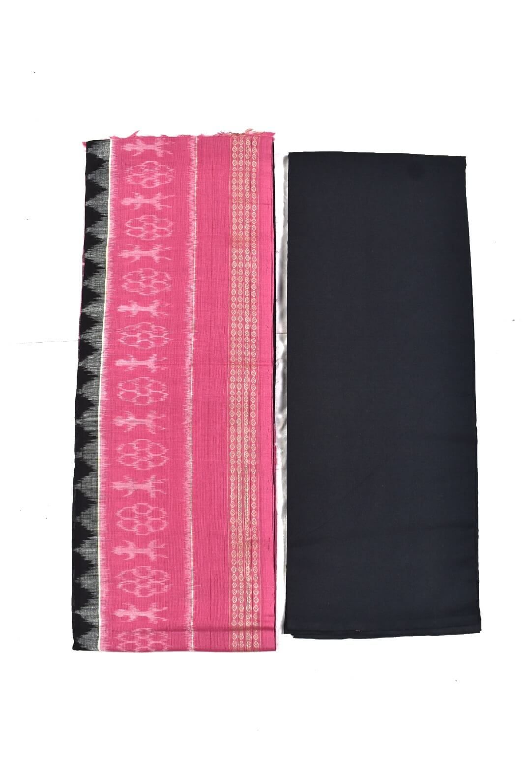 Pink Colour Sambalpuri Handloom Cotton Dress Material - Image 2