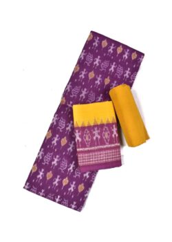 Purple Colour Tribal Design Sambalpuri Handloom Cotton Dress Material