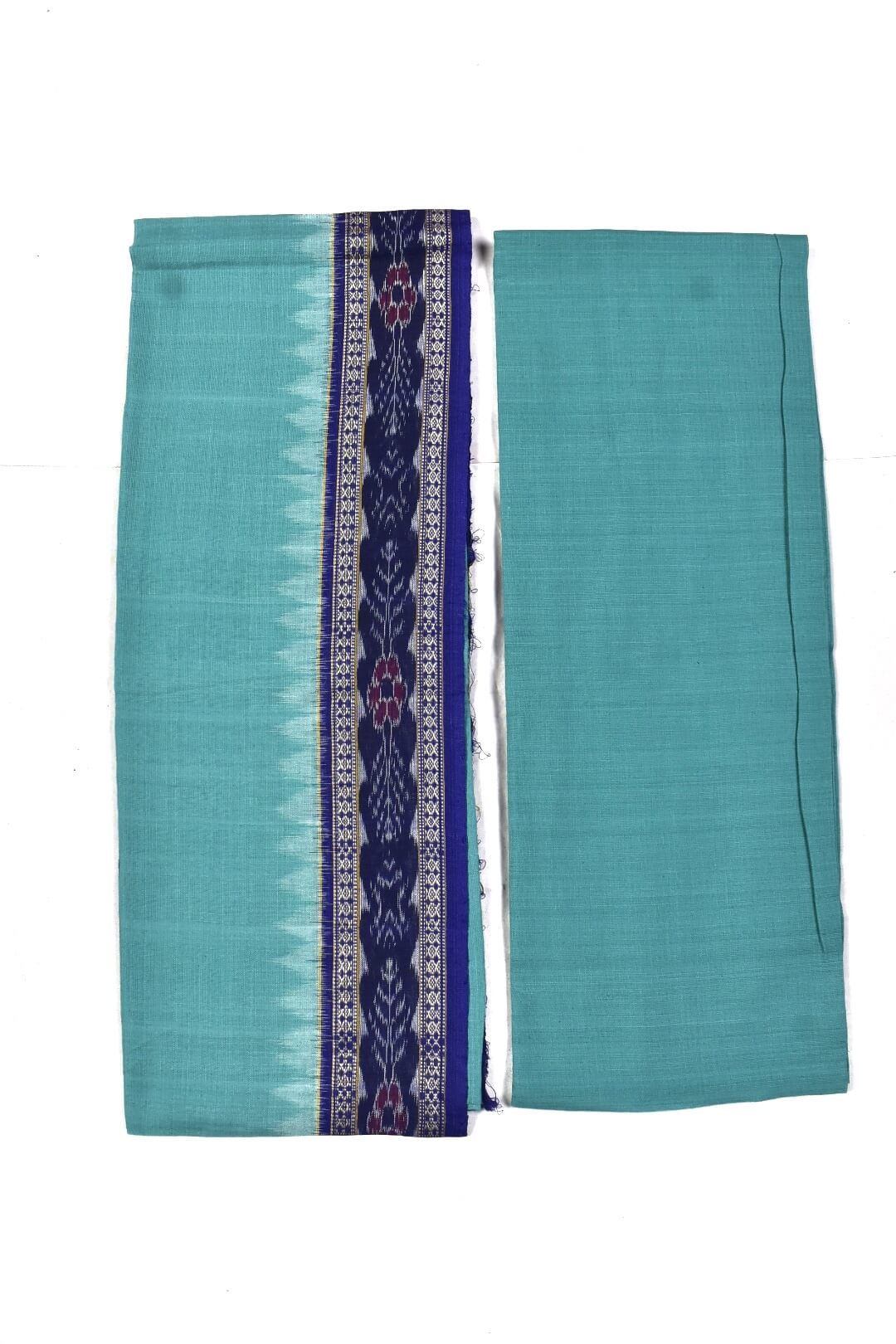 Blue Colour Tribal Design Sambalpuri Handloom Cotton Dress Material - Image 2