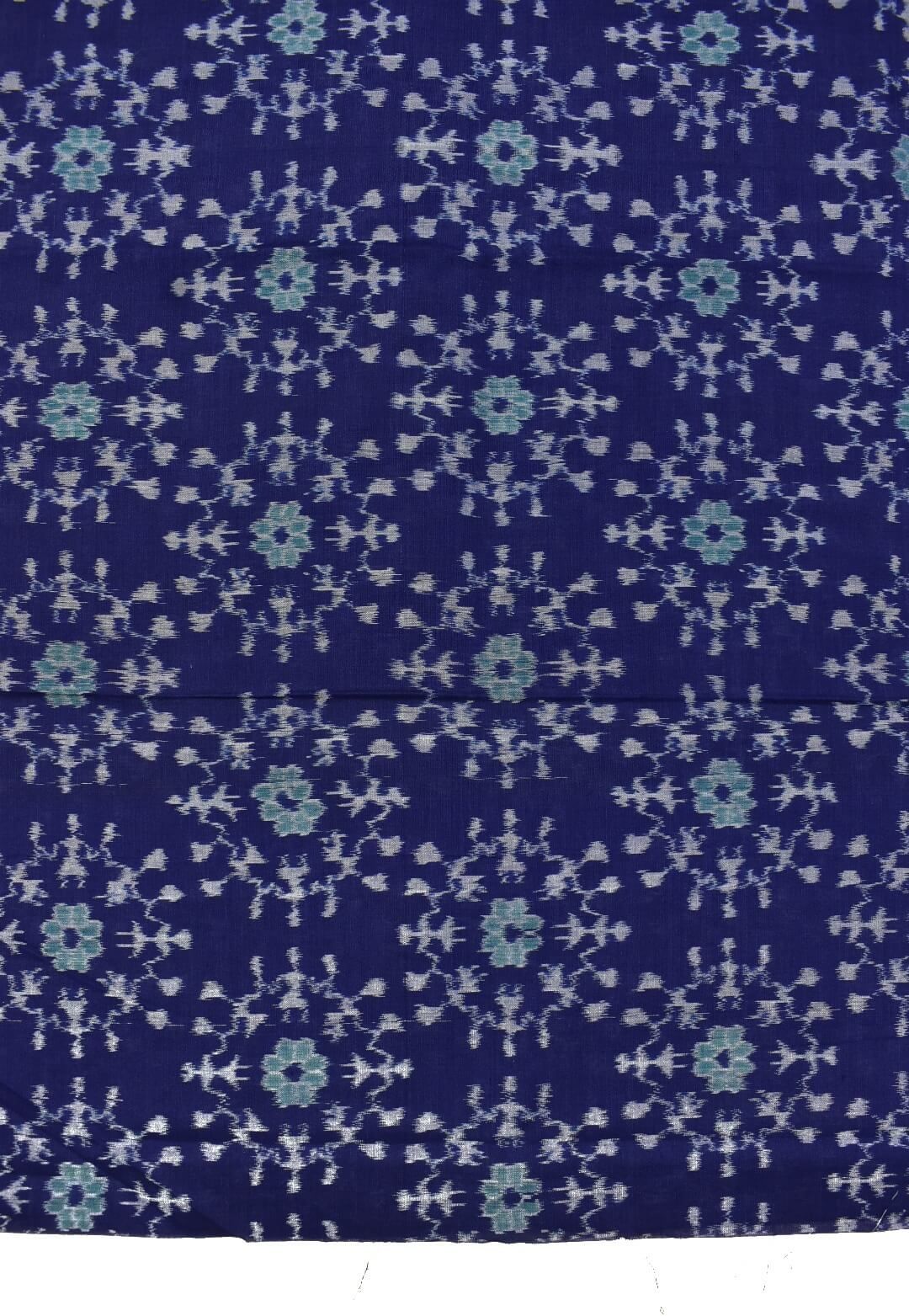 Blue Colour Tribal Design Sambalpuri Handloom Cotton Dress Material - Image 5