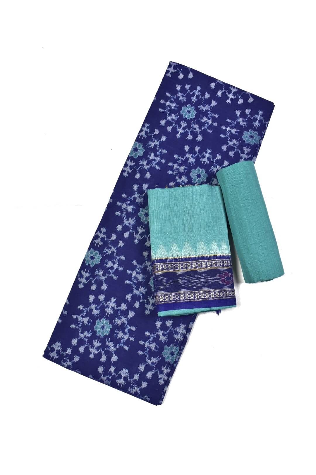 Blue Colour Tribal Design Sambalpuri Handloom Cotton Dress Material