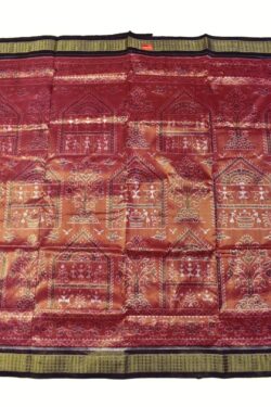 Golden Colour Tribal Design Sambalpuri Handloom Pure Full Tissue Silk Saree