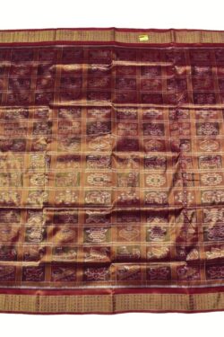 Golden Colour Nabakothi Design Sambalpuri Handloom Pure Full Tissue Bandha Silk Saree