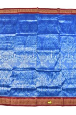 Sky Colour Sambalpuri Handloom Full Tisse Bandha Silk Saree