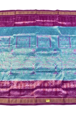 Rama Green-Pink Combination Sambalpuri Handloom Pure Full Tissue Bandha Silk Saree