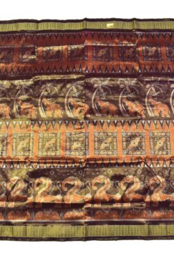 Golden Colour Elephant Design Sambalpuri Handloom Pure Full Tisse Silk Saree