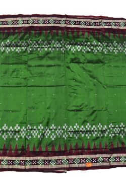 Bottle Green Colour Pasapali Design Sambalpuri Handloom Bandha Silk Saree