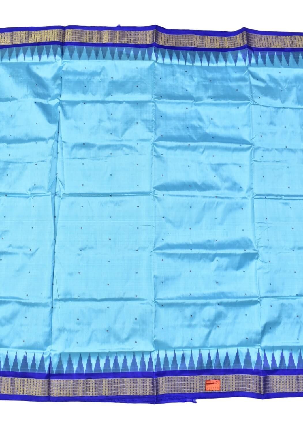 Copper sulfate Colour Sambalpuri Handloom Half Tissue Silk Saree