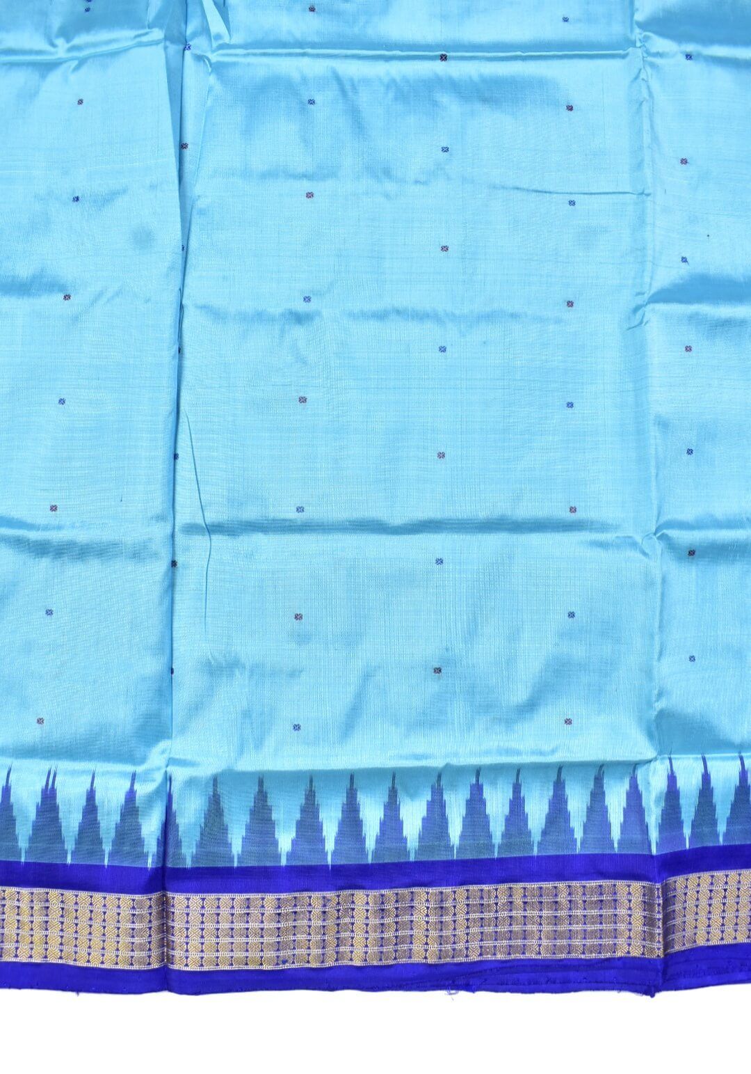 Copper sulfate Colour Sambalpuri Handloom Half Tissue Silk Saree - Image 4