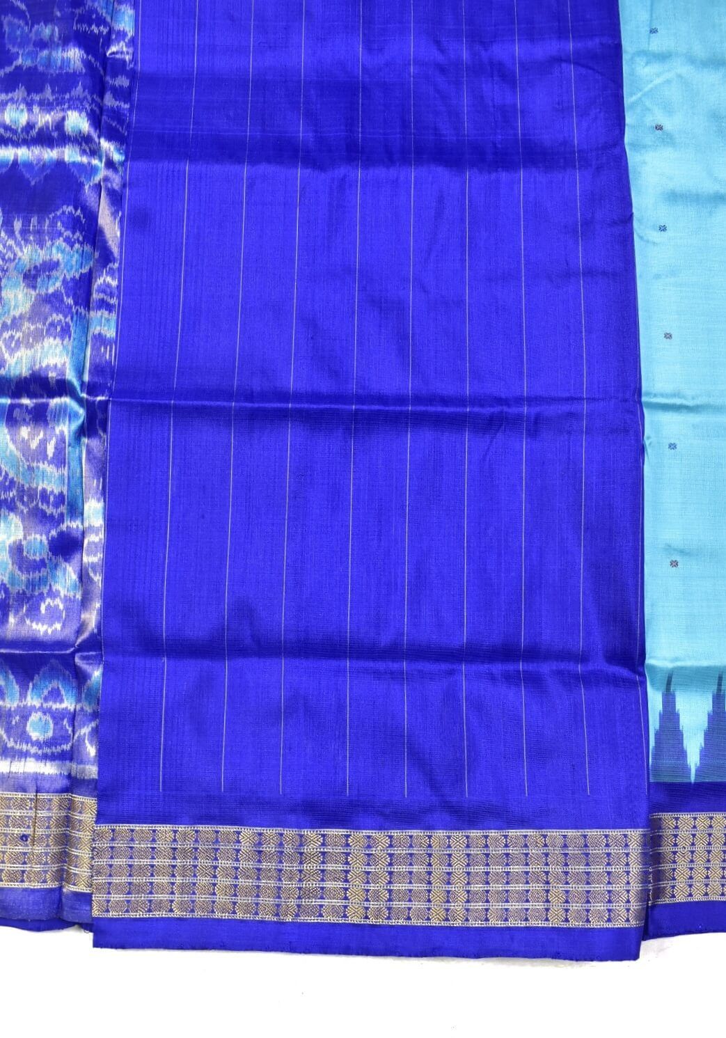 Copper sulfate Colour Sambalpuri Handloom Half Tissue Silk Saree - Image 5