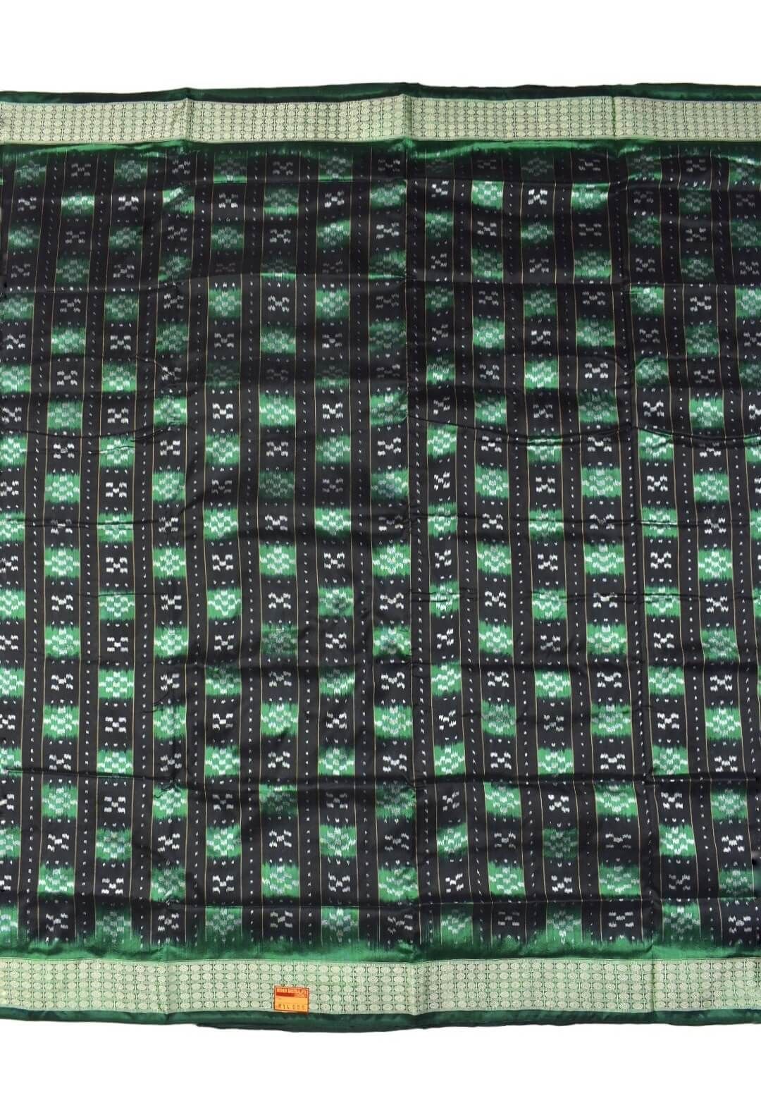 Black-Green Pasapali Design Sambalpuri Handloom Bandha Silk Saree