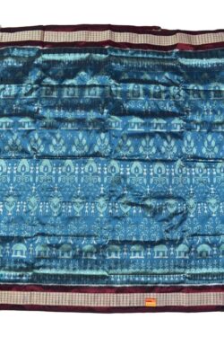 Teal Colour Tribal Design Sambalpuri Handloom Bandha Silk Saree