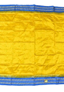 Yellow Colour Sambalpuri Handloom Half Tissue Silk Saree