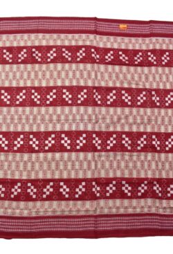 Cream-Red Combination Sambalpuri Handloom Cotton Saree