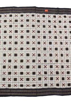 White Colour Pasapali Design Sambalpuri Handloom Cotton Saree