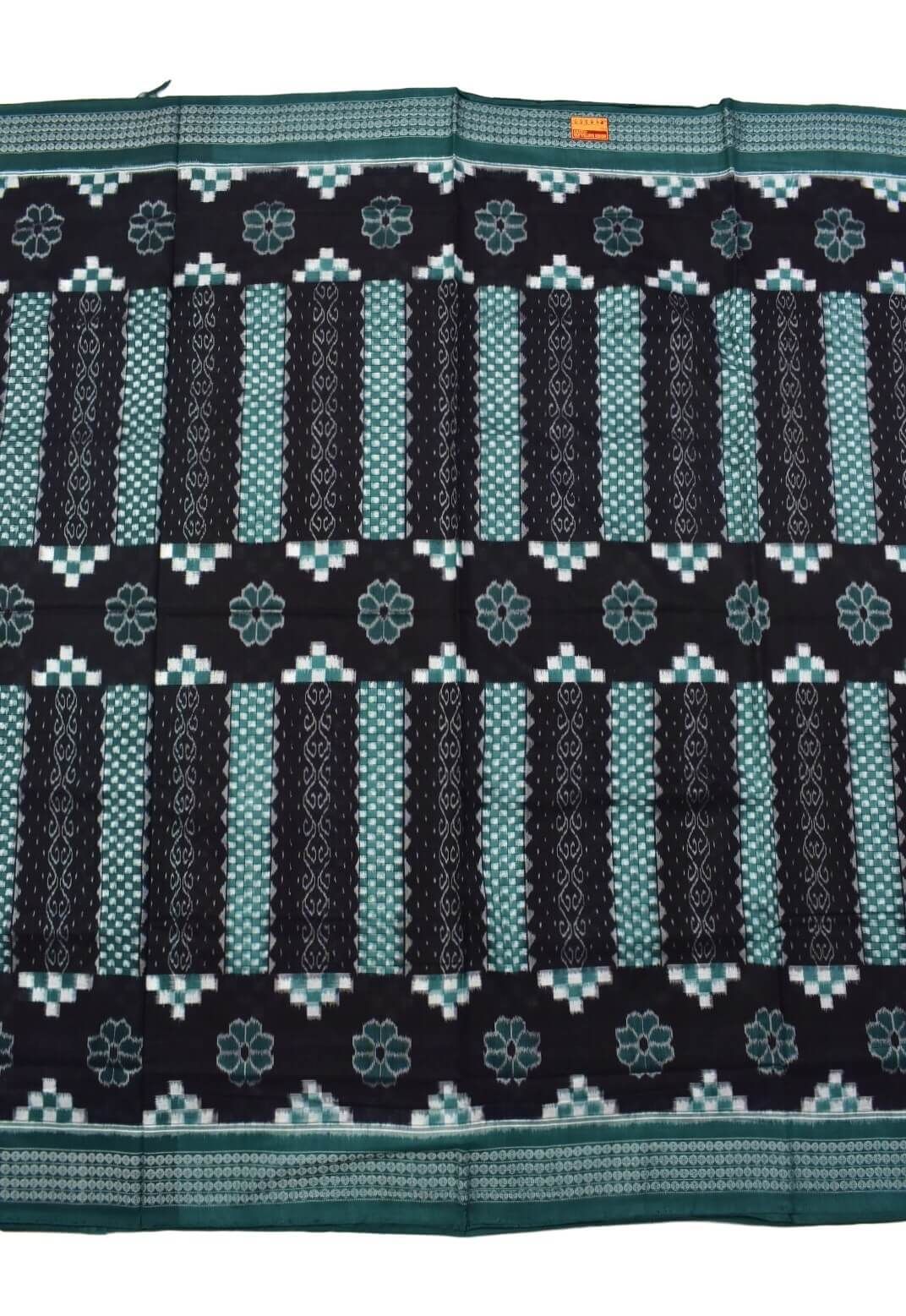 Black-Green Kuthi Design Sambalpuri Handloom Cotton Saree