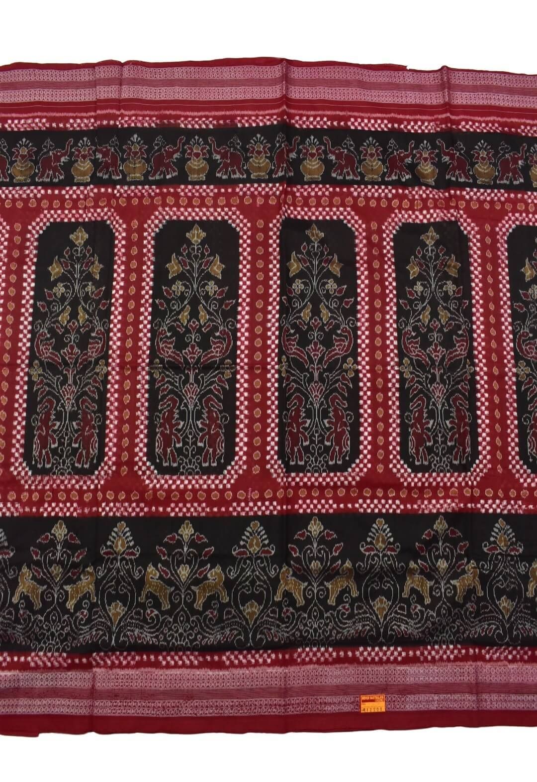 Black-Red Sambalpuri Handloom Cotton Saree