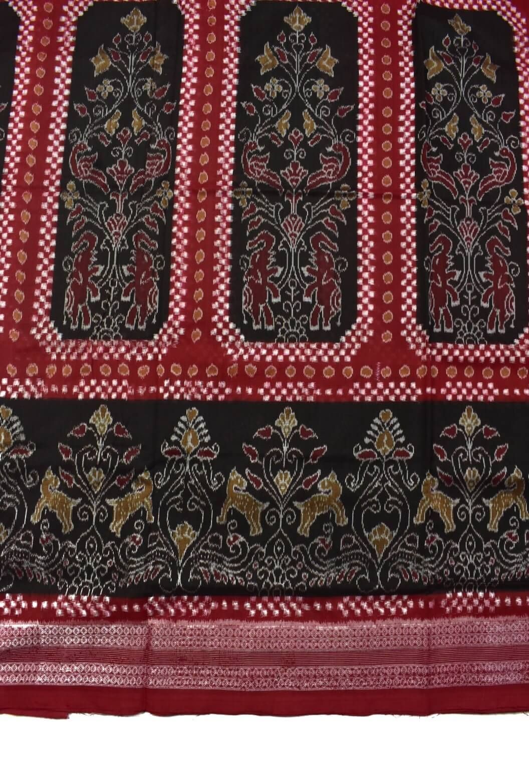 Black-Red Sambalpuri Handloom Cotton Saree - Image 4
