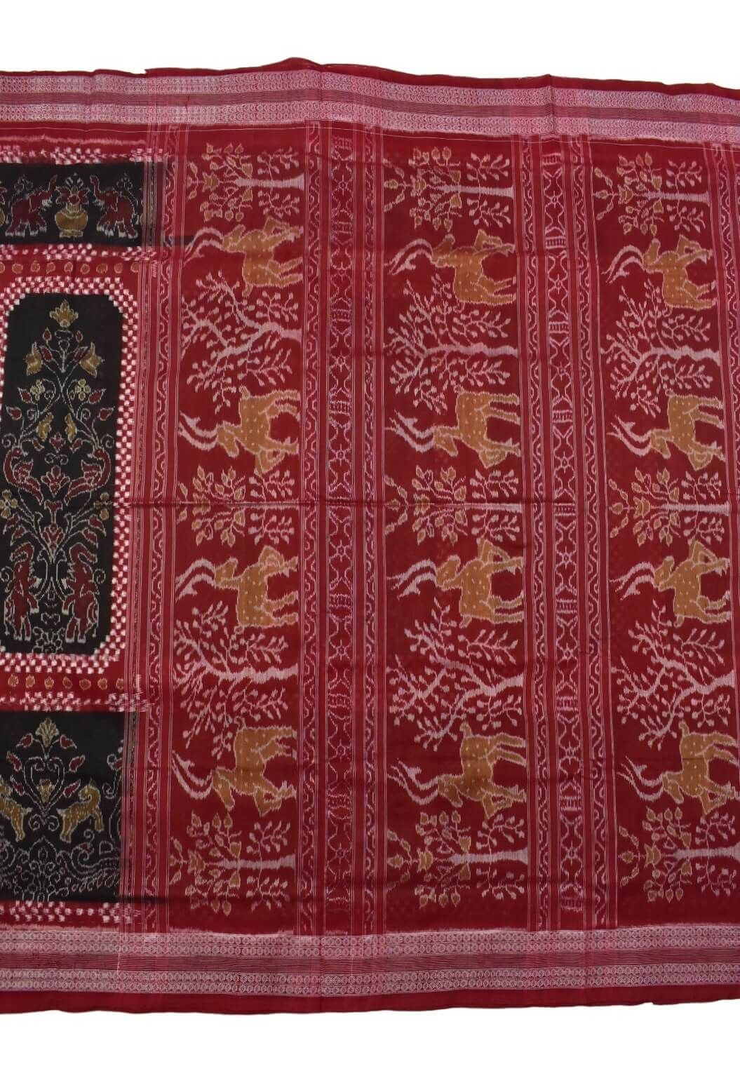 Black-Red Sambalpuri Handloom Cotton Saree - Image 2