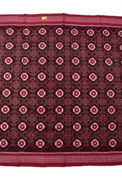 Maroon Colour Square Design Sambalpuri Handloom Cotton Saree