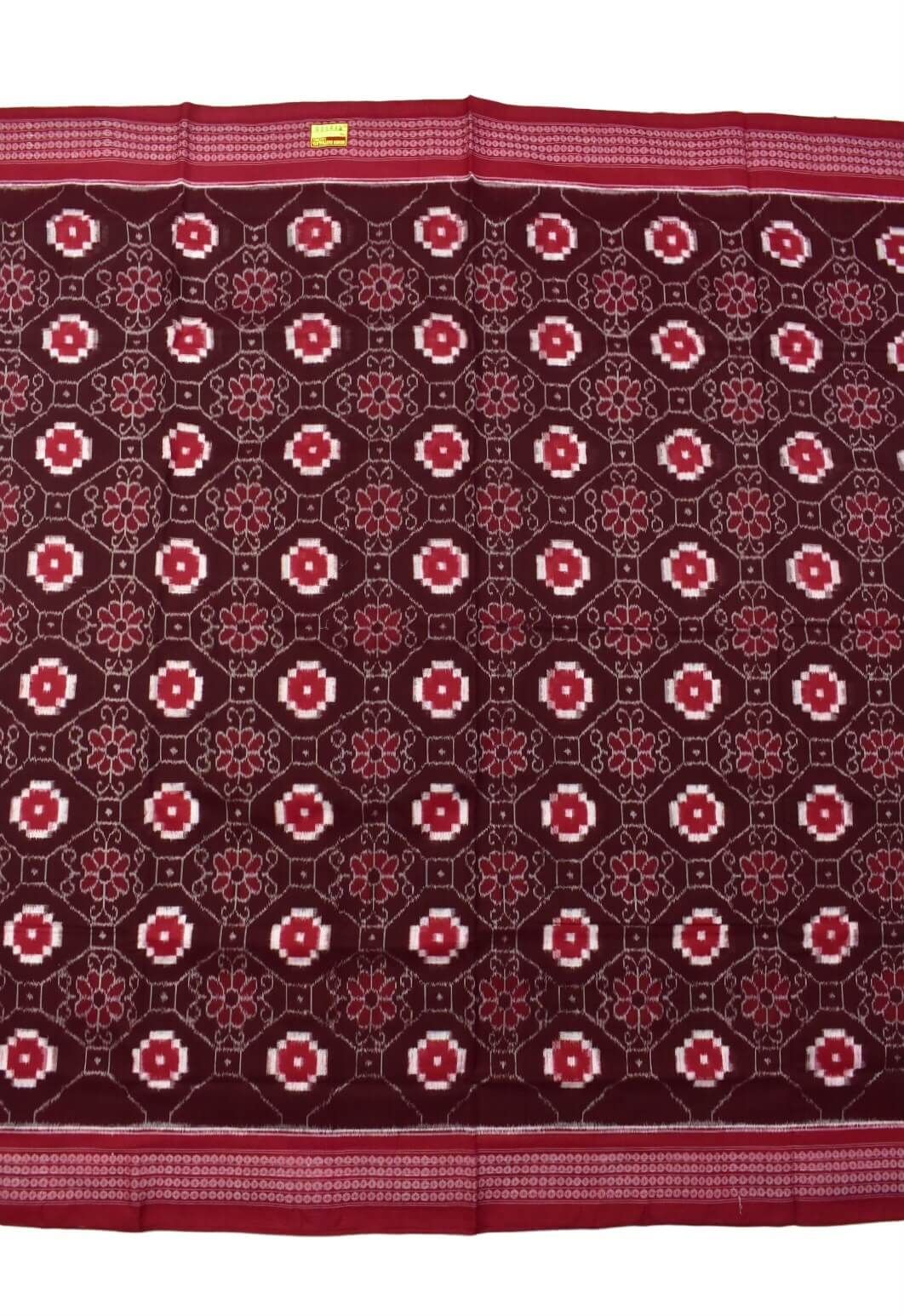Maroon Colour Square Design Sambalpuri Handloom Cotton Saree