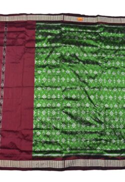Green-Maroon Combination Patli Design Sambalpuri Handloom Silk Saree
