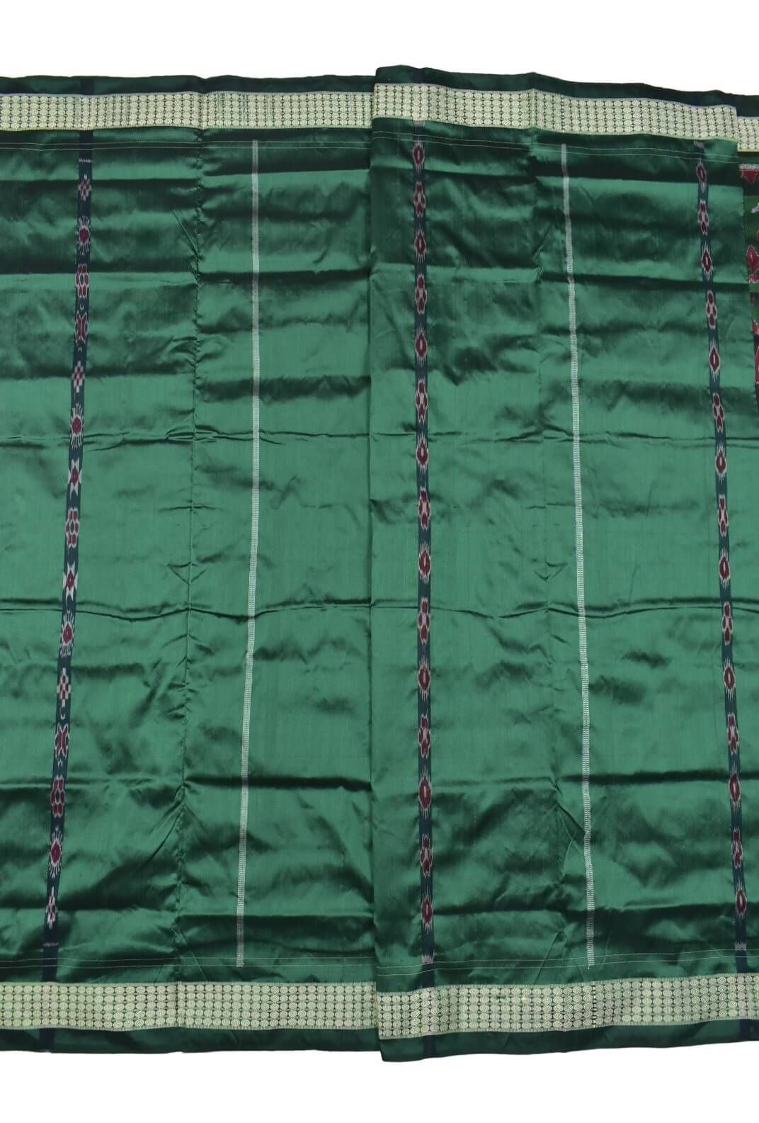 Coffe-Green Combination Patli Design Sambalpuri Handloom Silk Saree - Image 2