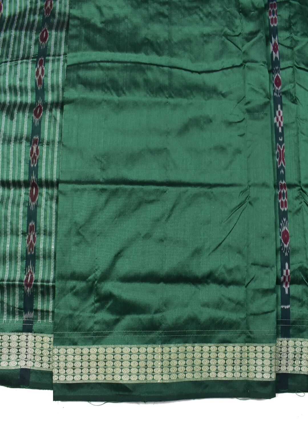Coffe-Green Combination Patli Design Sambalpuri Handloom Silk Saree - Image 5