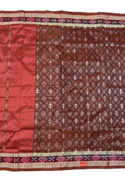 Rust Colour Patli Design Sambalpuri Handloom Silk Saree