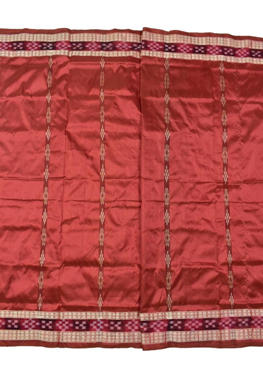 Rust Colour Patli Design Sambalpuri Handloom Silk Saree - Image 3