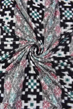 Gray Colour Pasapali Design Sambalpuri Handloom Cotton Fabric