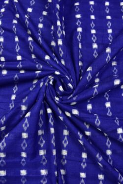 Blue Colour Square Design Sambalpuri Handloom Cotton Fabrics