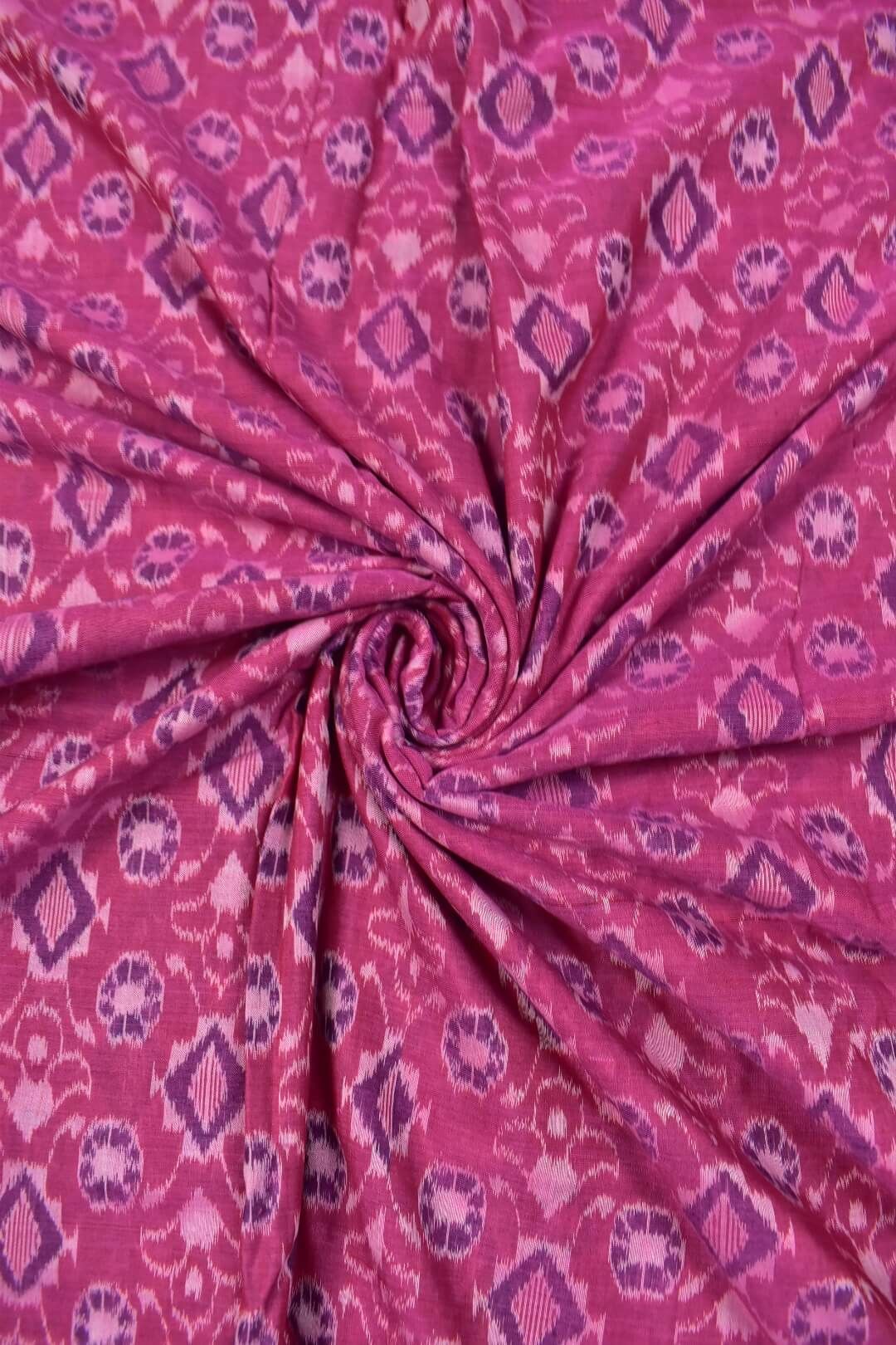 Pink Colour Sambalpuri Handloom Cotton Fabrics