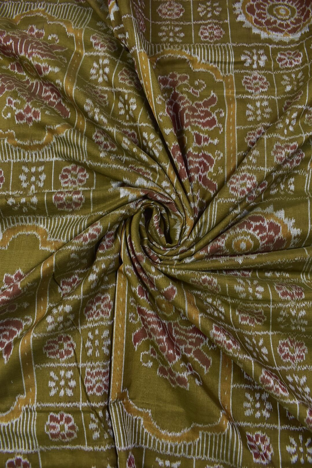 Mahendi Colour Sambalpuri Handloom Cotton Fabric
