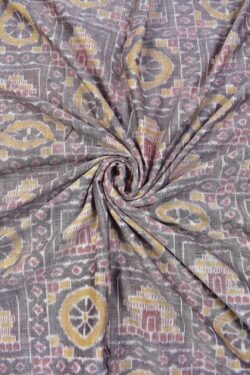 Gray Colour Konark Design Sambalpuri Handloom Cotton Fabric