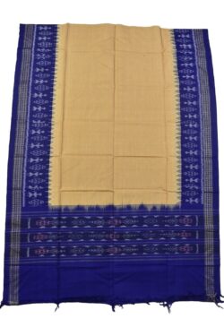 Biscuit-Blue Combination Sambalpuri Handloom Cotton Dupatta